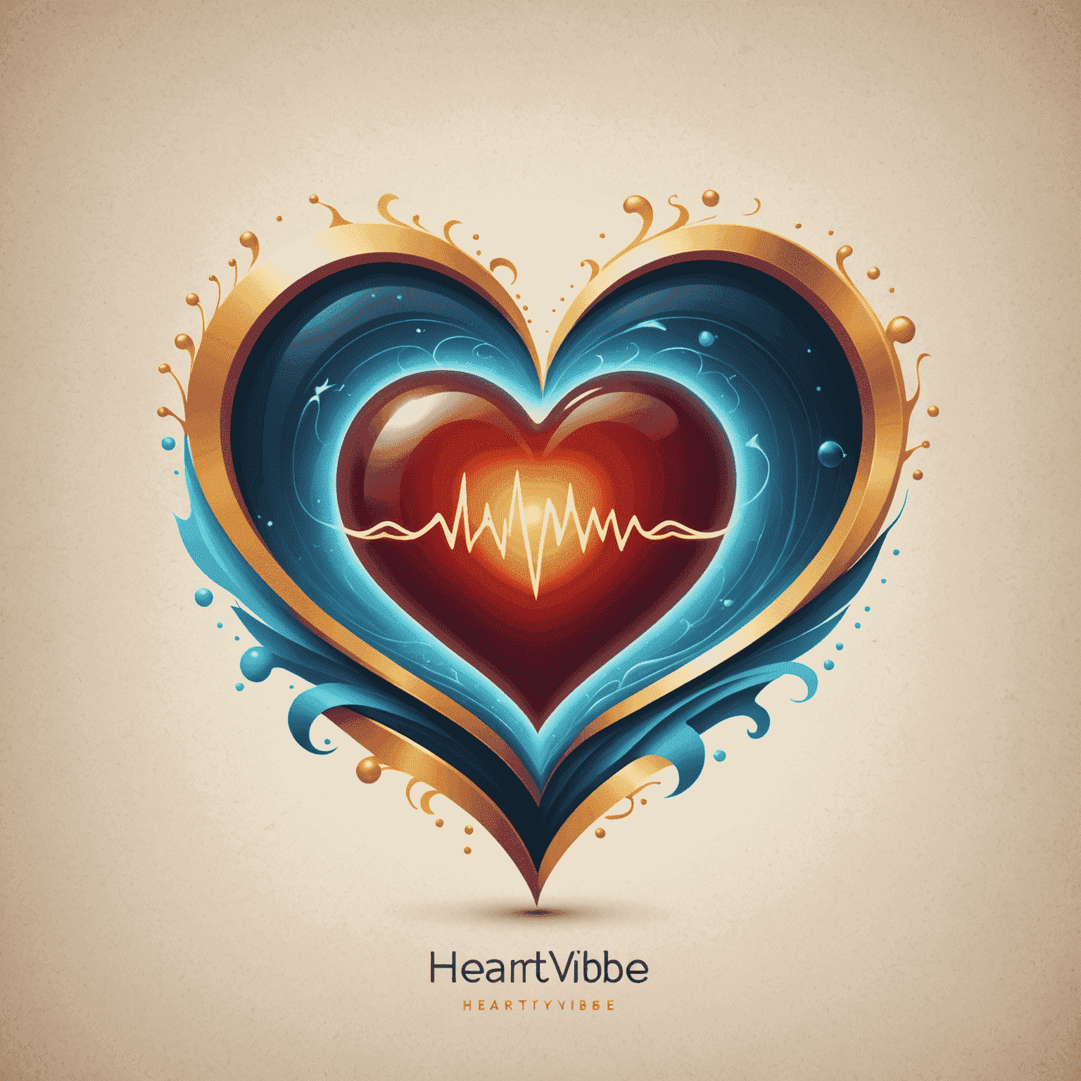 Logo HeartVibe reprezentând o inimă stilizată cu un val de energie